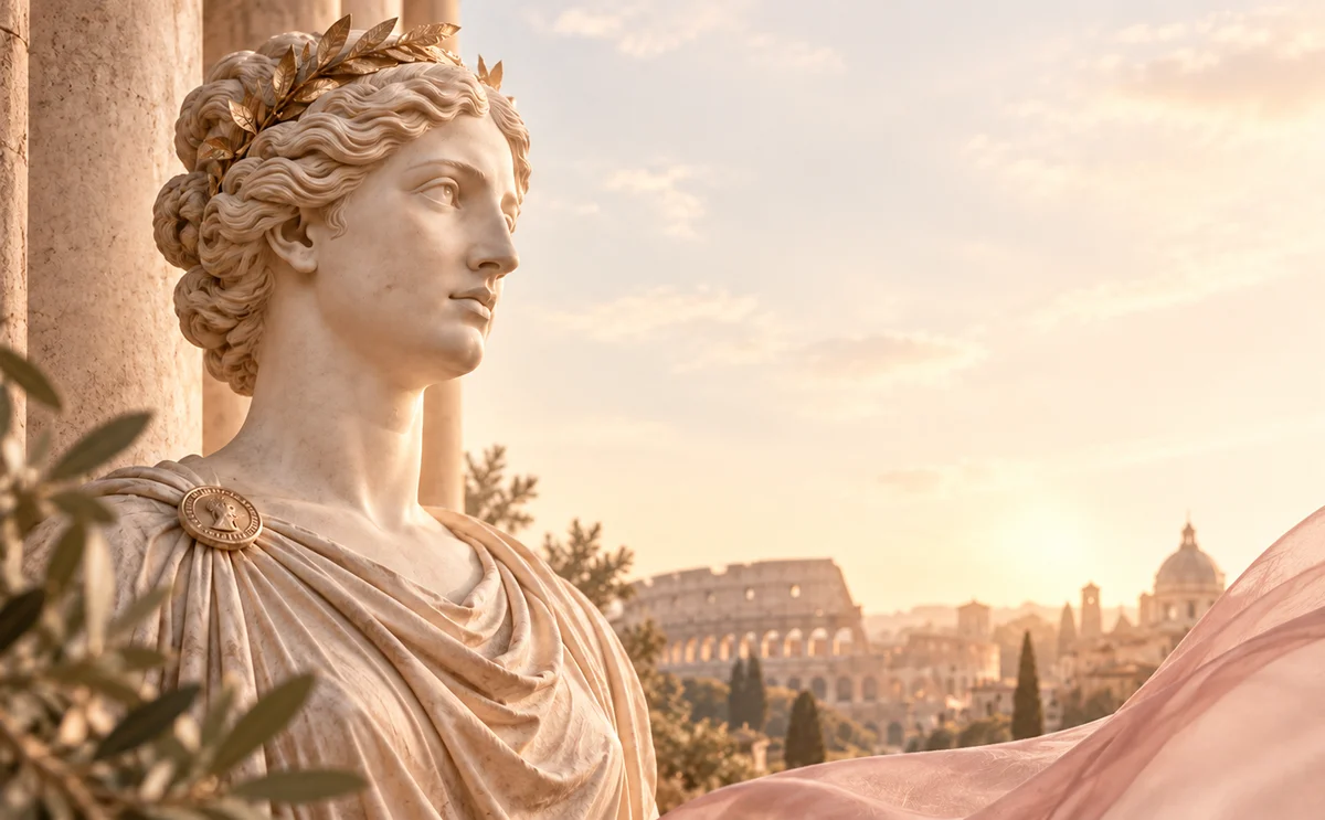 Roman marble bust of Faustina the Younger, inspiration behind the FAUSTINA brand name